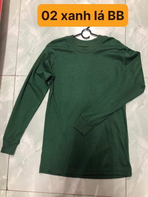 Bộ quần áo thun dài tay thu đông giữ ấm dành cho nam màu xanh lá
