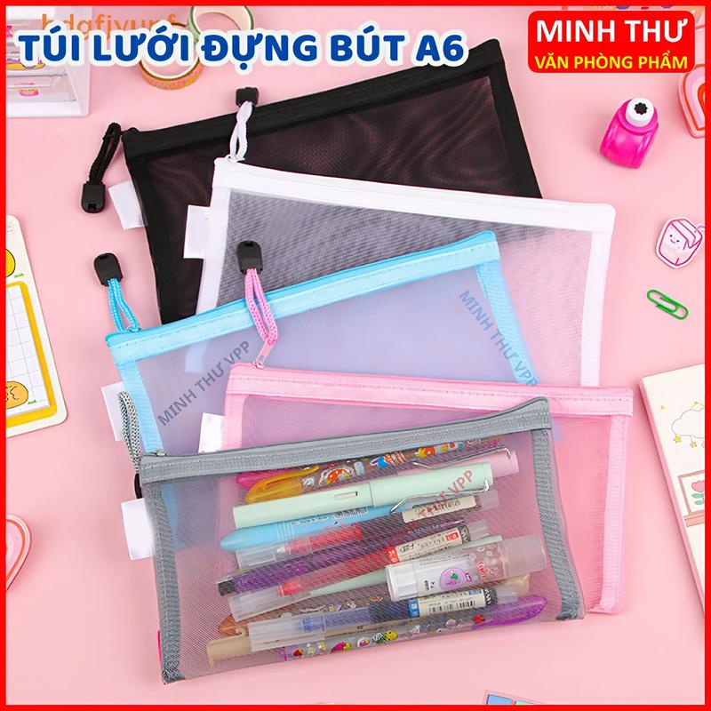 Túi Lưới Đựng Bút , Hộp bút Dạng Lưới Trong Suốt Thiết Kế Đơn Giản Di Động Cho Học Sinh/Văn Phòng