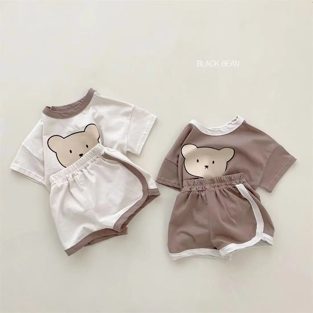 Summer 2025 Baby Korean Style 0-4 Years Old Baby Suit Pure Cotton Boys and Girls Baby Home Wear out Breathable Two-Piece Suit