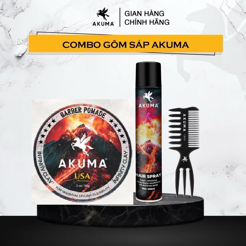 Combo 1  Sáp vuốt tóc AKUMA INFINITY CLAY 56g chính hãng + 1 Gôm xịt giữ nếp tóc AKUMA hương nước hoa + tặng lược Chăm Sóc Tóc Dưỡng Tóc Serum sap vuottockho spider wax tơ nhện roug seasalt xốp nam sap  vuottoc sáp  tơ vu