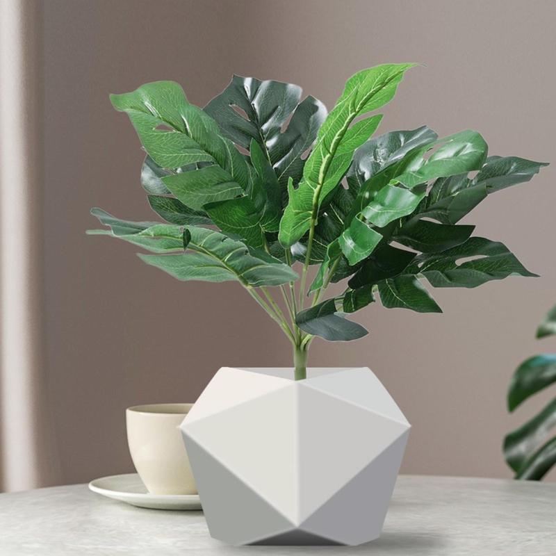 Indoor Artificial Green Lifelike Turtle Leaf Bouquet / Simulation Tropical Fake Monstera Fabric Leaves / Tabletop Foliage Balcony Potted Plants Decoration 3