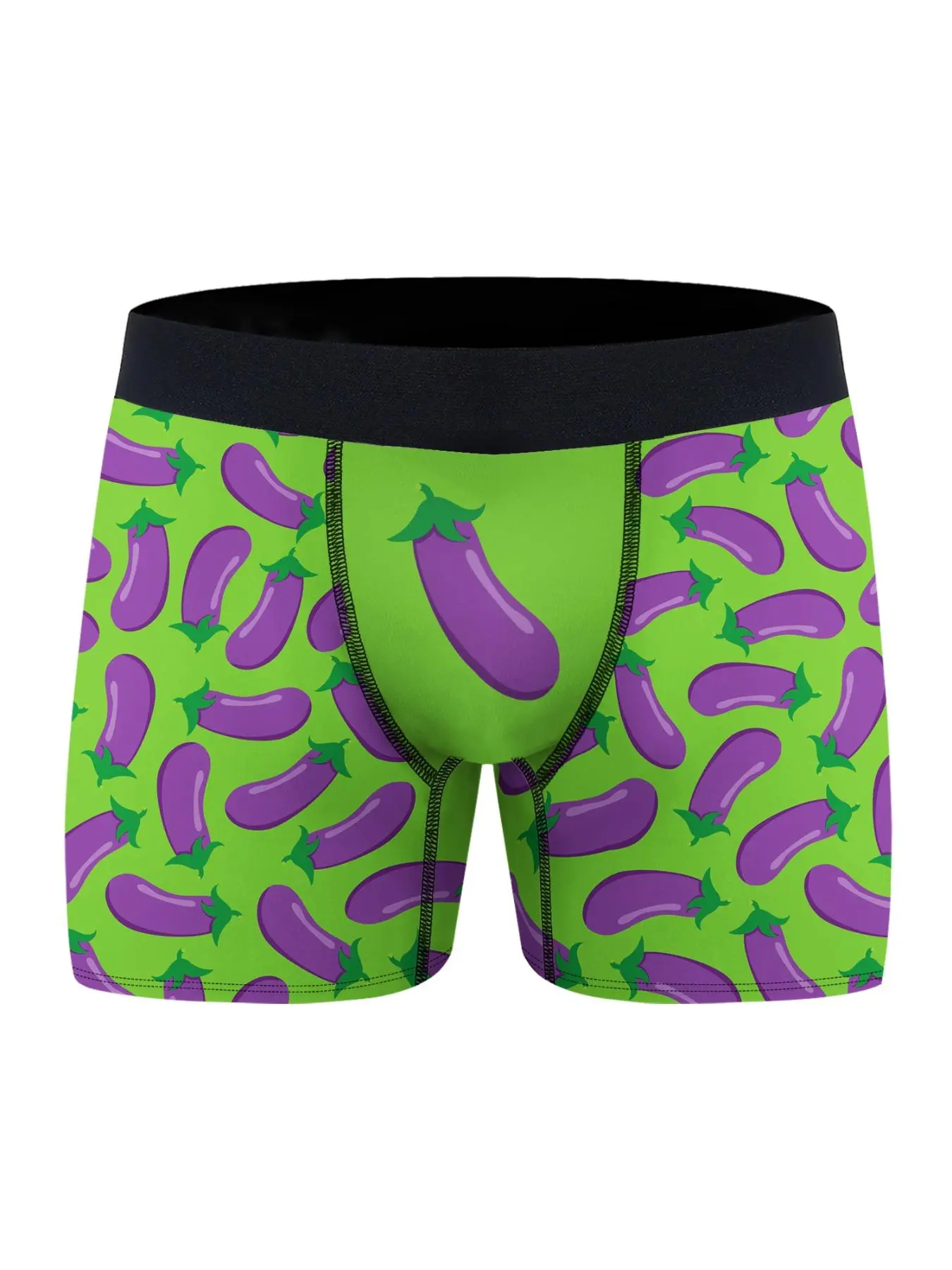 Men's All Over Eggplant Print Boxer Brief, Casual Comfy Breathable Underwear for Daily Wear, Men's Underwear for All Seasons