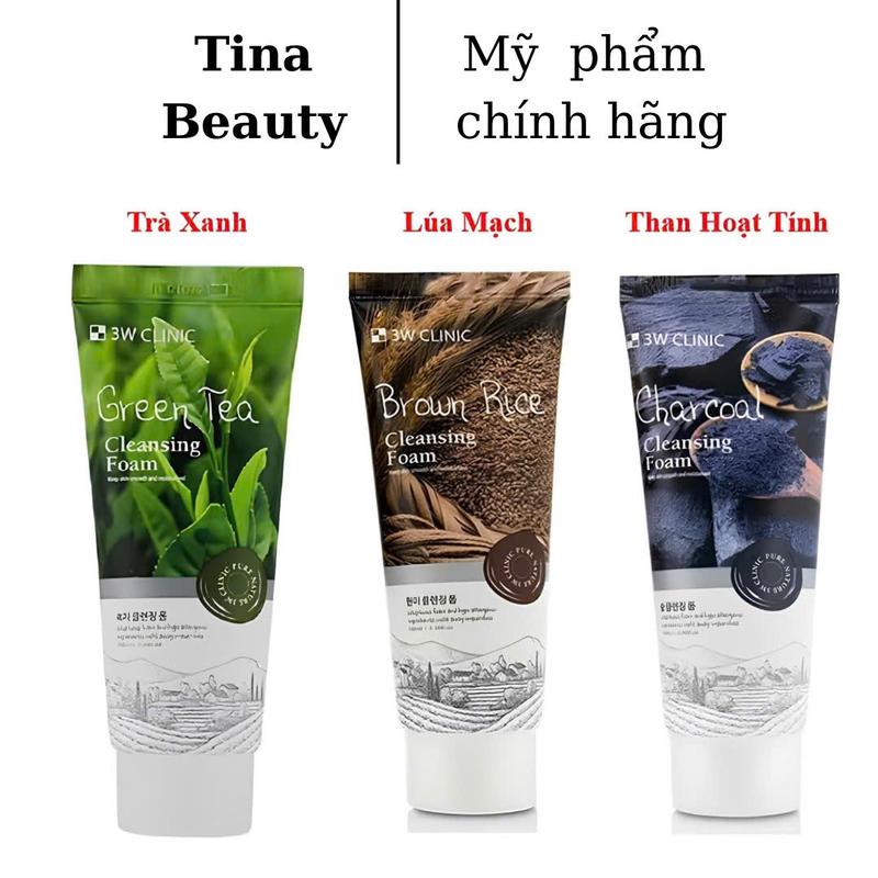 Sữa Rửa Mặt 3W Clinic Hàn Quốc Lúa Mạch Trà Xanh Than Hoạt Tính 100ml - Chăm Sóc Da Skincare