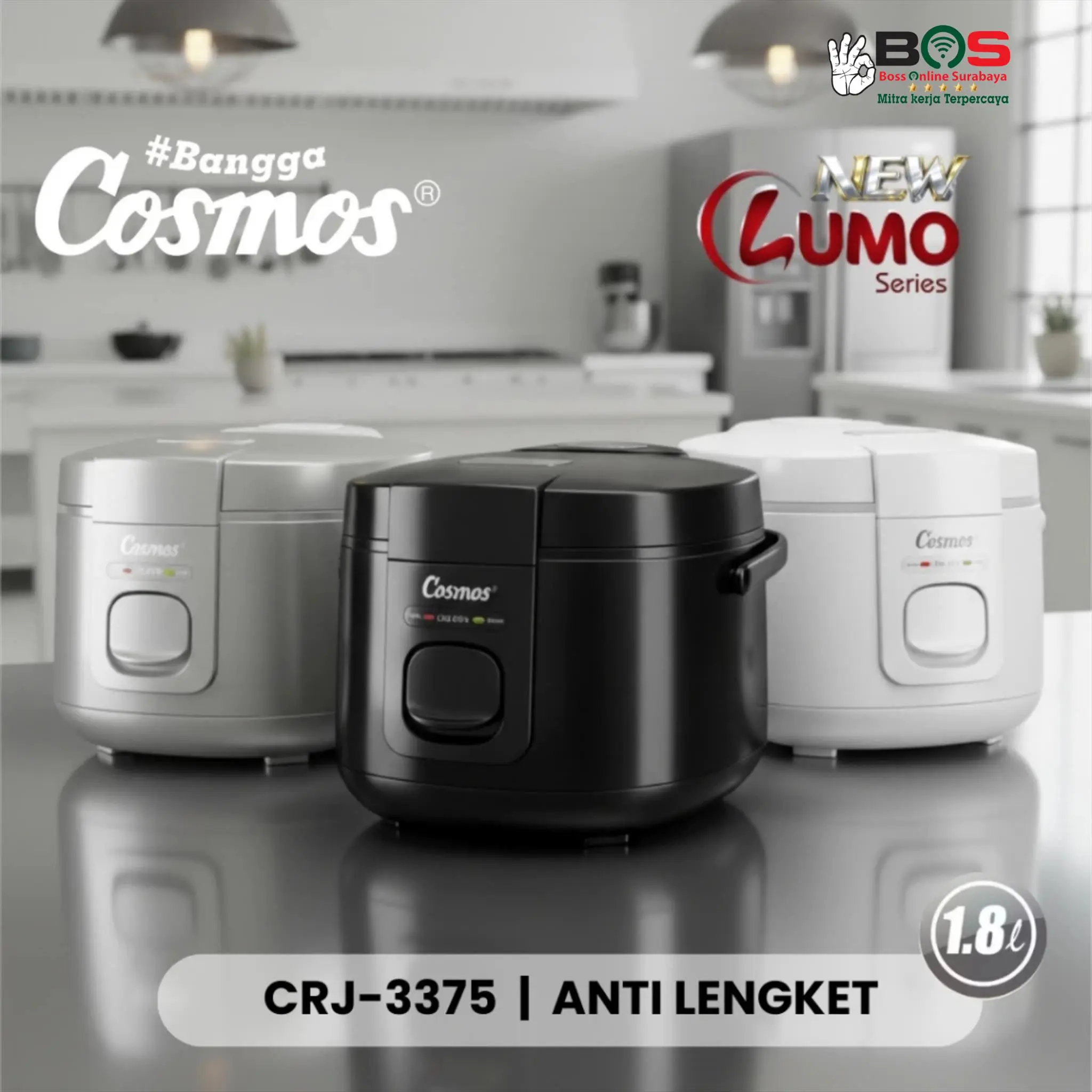 Rice Cooker Magic Com Cosmos CRJ-3375 Penanak Nasi 3in1 Cosmos CRJ 3375