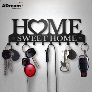 Key Hook Free Punch  Organiser Storage Rack Creative  Decoration Love Home Storage Coat Hat Hanger Wall Hanging Metal Hook