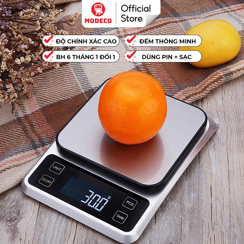 Cân Tiểu Ly Điện Tử Nhà Bếp Mini Modeco Định Lượng 0.1g - 5kg Làm Bánh Độ Chính Xác Cao Đếm Tự Động - Kèm 3 Pin AAA 
