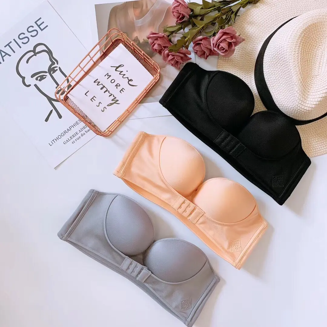 Áo Ngực Nâng Ngực, Không Dây, Vô Hình, Thời Trang, Dày Dặn, Không Có Vòng Thép