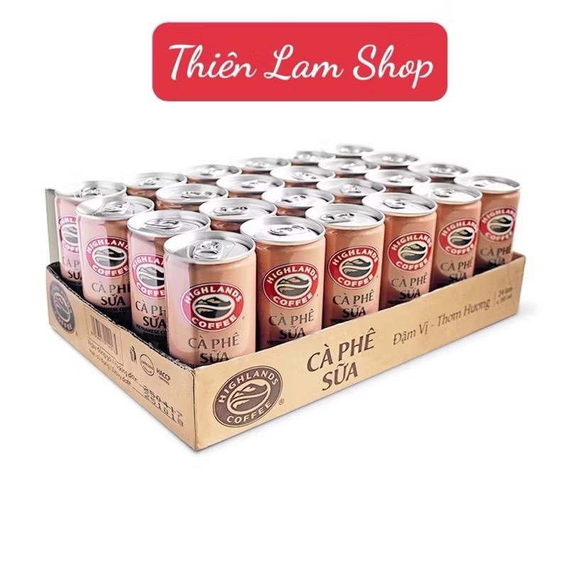 Thùng 24 lon cà phê sữa uống liền Highlands Coffee (Lon 185ml/235ml) Cafe