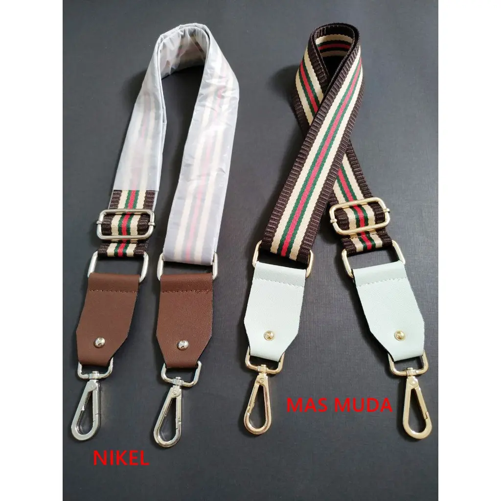 LONGSTRAP/LONG STRAP/ COKLAT GARIS HIJAU MERAH MUSO LIPAT