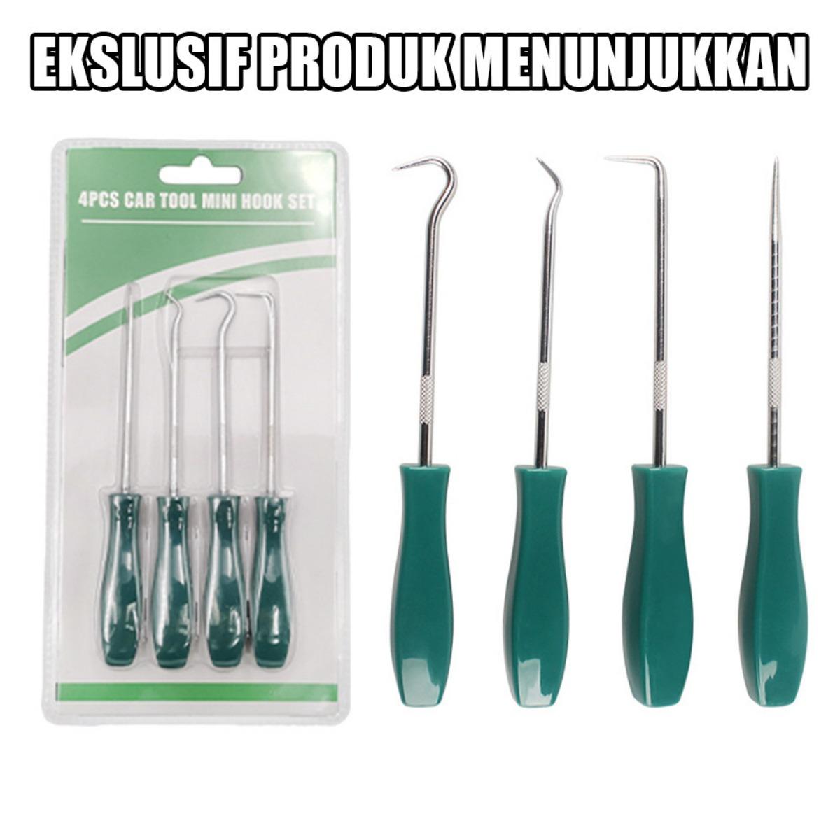 4PCS Set Alat Kait Presisi, Tool Kit Bengkel Multifungsi untuk Bongkar Seal Ring, Crank Spacer, O-Ring Puller, Karet Gasket Remover - Perangkat Servis Mobil, Motor, Sepeda & Suku Cadang Mekanik