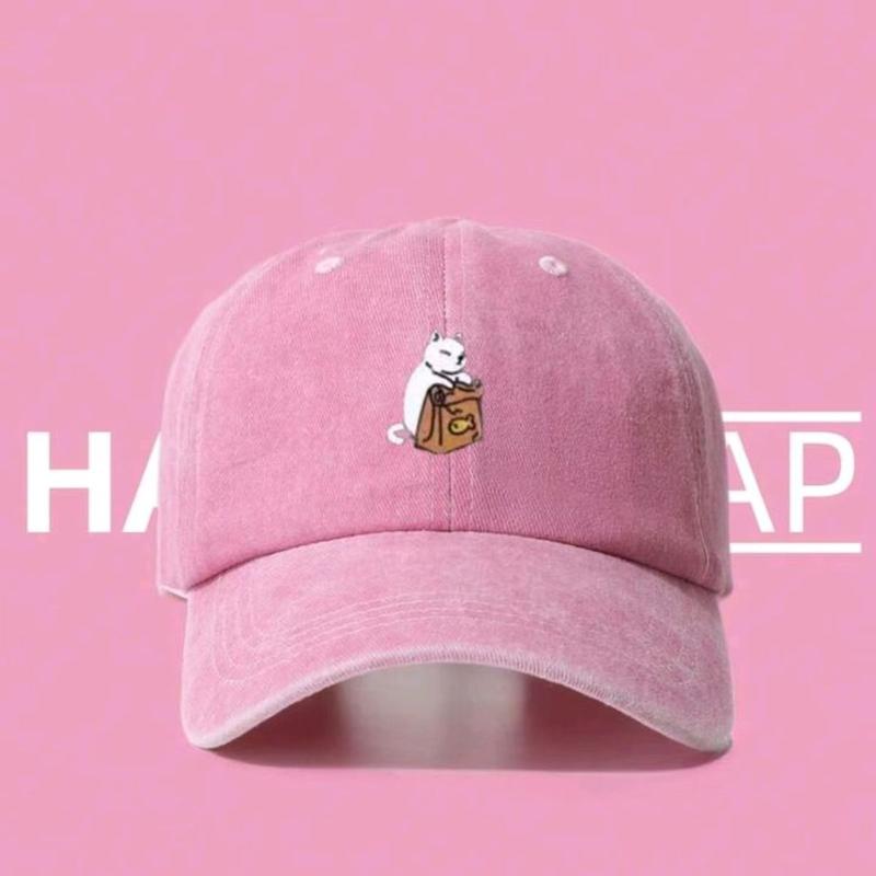 Product Introduction of Kitten Washed Printed Soft Top Pure Cotton Cartoon Hat Face-Looking Men and Women Baseball Cap Duck Tongue Korean Cute Baseball Cap 15