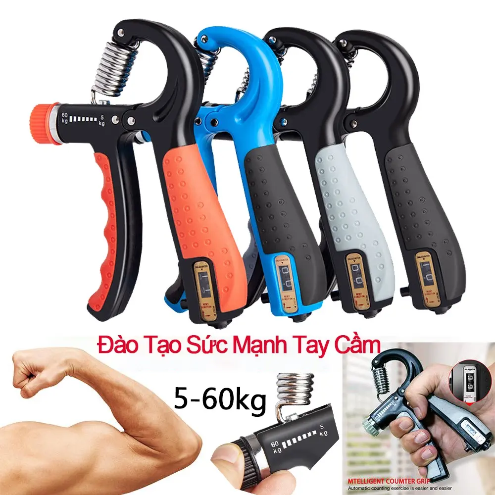 Kìm bóp tập cơ tay tập gym ,kìm bóp tay đếm số có lò xo hiệu quả điểu chỉnh lực 5 -60kg ,kìm bóp tay chữ A