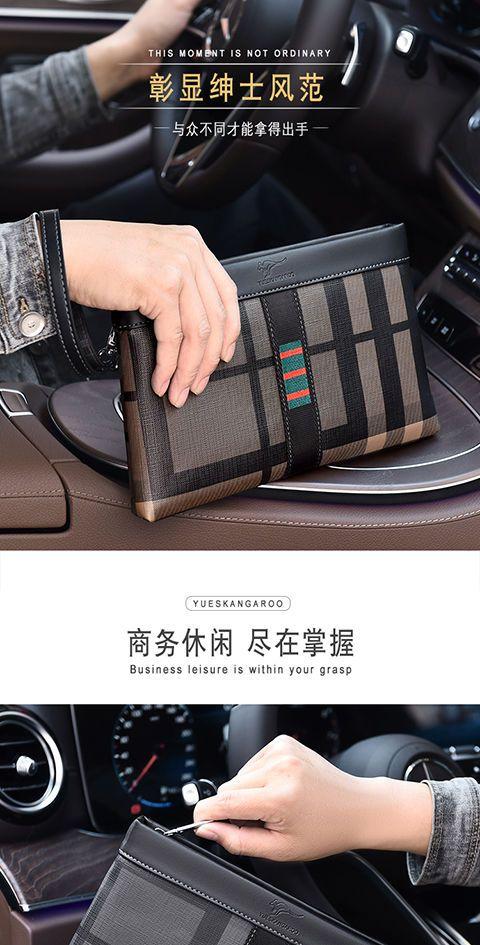 Product Introduction of 2023 New Men's Clutch Business Outing Authentic Leather Tactile Feel Lightweight and Large Capacity Envelope Clutch Male Wallets 1