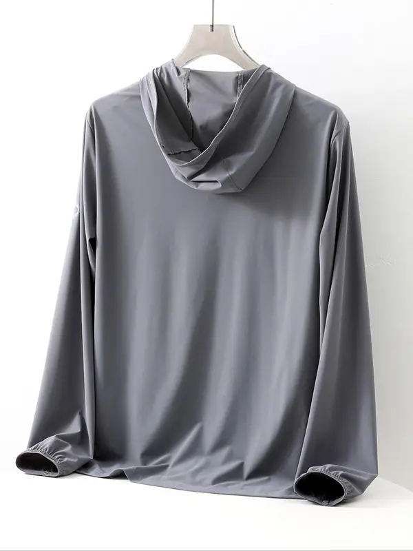 Women's Solid Color Ice Silk Zip Pocket Hooded Jacket, Casual Long Sleeve Sun Protection Jacket for Outdoor Activities, Ladies Sportswear for Spring & Fall 8