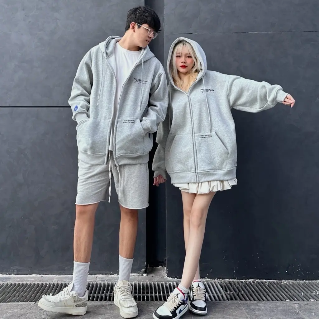Áo khoác hoodie nỉ dành cho nam nữ - form unisex - 2 màu basic - chất nỉ bông dày dặn mũ 2 lớp - mặc được 4 mùa - freesize dưới 75kg