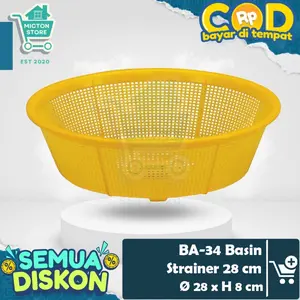 MICTON Lion Star BA-34 Basin Strainer 28 cm Baskom Jaring Bulat / Saringan Cuci Buah Sayur / Wadah Penyimpanan Buah Plastik Tebal