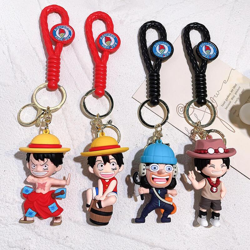 Product Introduction of 1 Pc Cartoon Anime One Piece Braided Rope Luffy Zoro Doll Student Backpack Pendant Car Keychain Children's Toy Party Birthday Gift 9