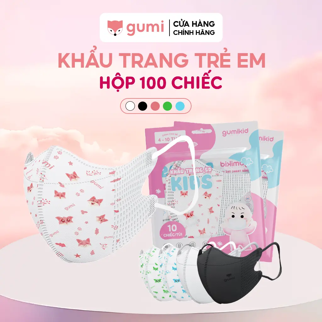 (LI) [4-10 TUỔI] Khẩu trang 5D trẻ em Gumi Mask kháng bụi mịn, kháng giọt bắn