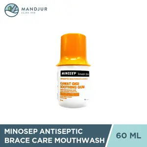 Minosep Brace Care Antiseptic Mouthwash & Garge 60 mL - Antiseptik Kumur Khusus Pengguna Behel (Kawat Gigi) Travel Size