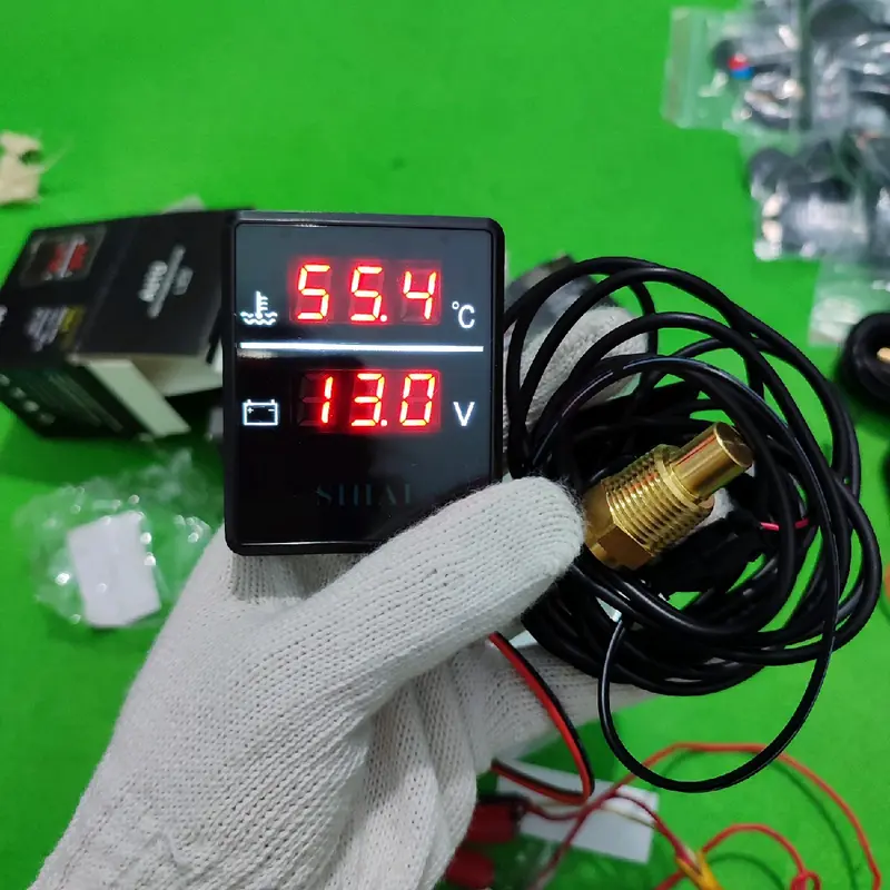 đồng hồ báo nhiệt độ động cơ, báo ắc quy 2 chế độ 3