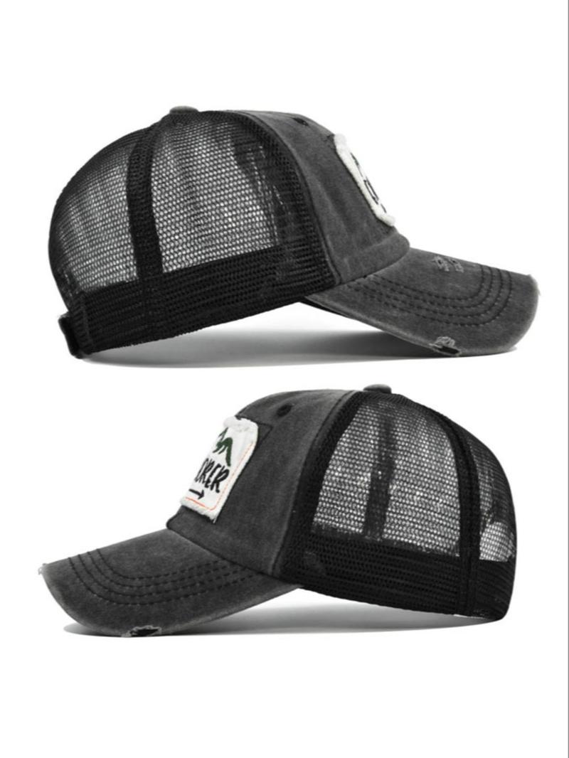 Product Introduction of Unisex Retro Letter Patch & Flags Decor Baseball Cap,  Casual Breathable Adjustable Sun Protection Hat for Outdoor Sports, Fashion Accessories for Both Men & Women 3