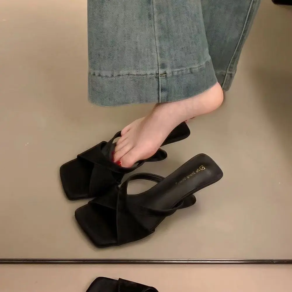 2025 Wedge French Style Sandals Fairy Shoes New Summer Outdoor Dress Mid-High Heel Open Toe Sandals