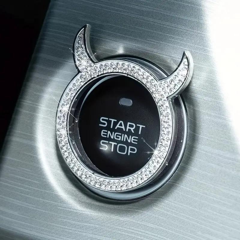 Product Introduction of Car Engine Start Stop Button Decoration, Rhinestone Decor Car Engine Start Stop Button Cover, Car Accessories for Women & Men 2