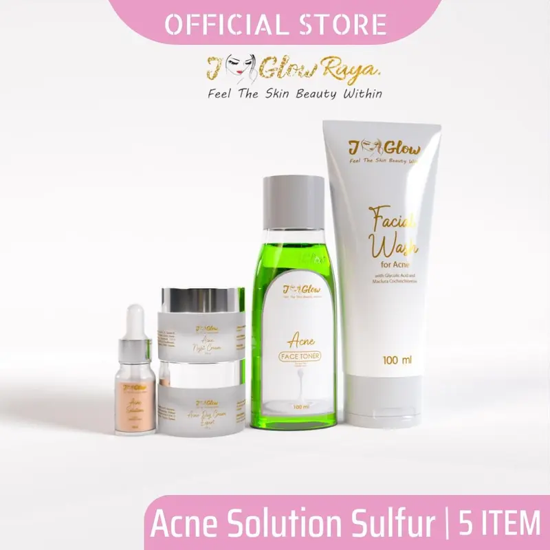 Jglow Skincare Paket Extra Acne Sulfur Whitening Perawatan Pembersih Wajah Jerawat Berjerawat Berminyak  Pencerah  Muka Hitam 5