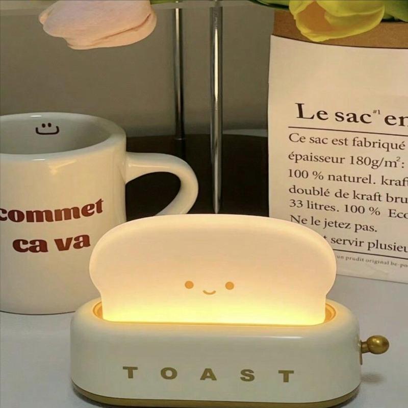 Creative Bread Design Night Light, USB Rechargeable LED Night Lamp, Bedside Desk Light For Bedroom, Dimmable Table Light For Living Room & Home Decor, Gadgets for the Home, Men's Gadgets 7