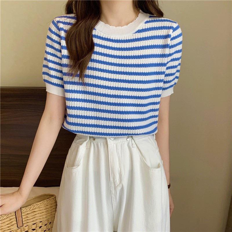 COD- Atasan Rajut Wanita Lengan Pendek Premium | Kaos Lengan Pendek Rajut | Atasan Korean Style Lengan Pendek SALUR Premium | Baju Rajut Wanita Korean Style Lengan Pendek | Atasan Lengan Pendek | Kaos Lengan Pendek 1