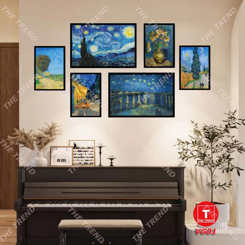 VINCENT VAN GOGH Bộ 6 tranh ảnh Van Gogh starry night dán tường các tác phẩm nổi tiếng của danh họa Vincent Van Gogh Decor treo phong khach decor khách sạn xưởng tranh nghệ thuật giare dantuong TheTrend