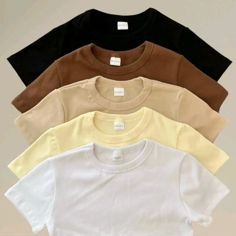10pcs cotton knitted croptop basic t-shirt cropped womenswear