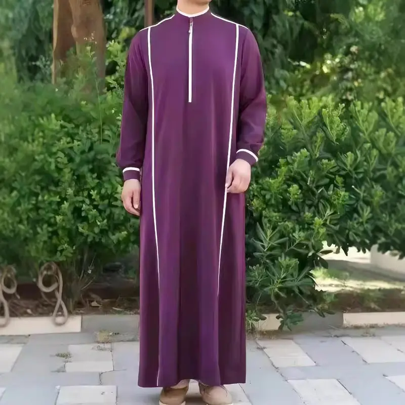 2025 New Dubai Men's Long Robe Casual Comfortable Muslim Robe 1