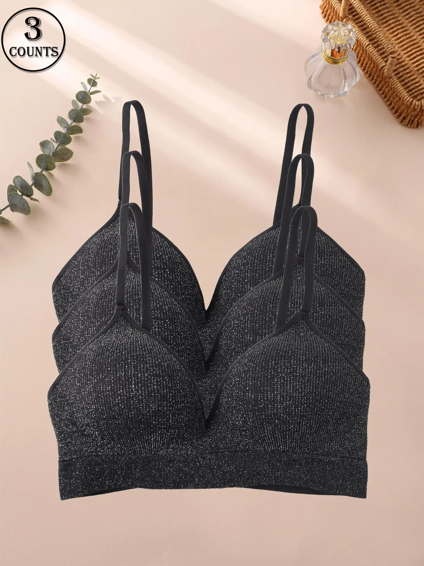 Women's Glitter Adjustable Strap Underwire Bra, Casual Comfortable Breathable Push Up Bra, Lingerie for All Seasons