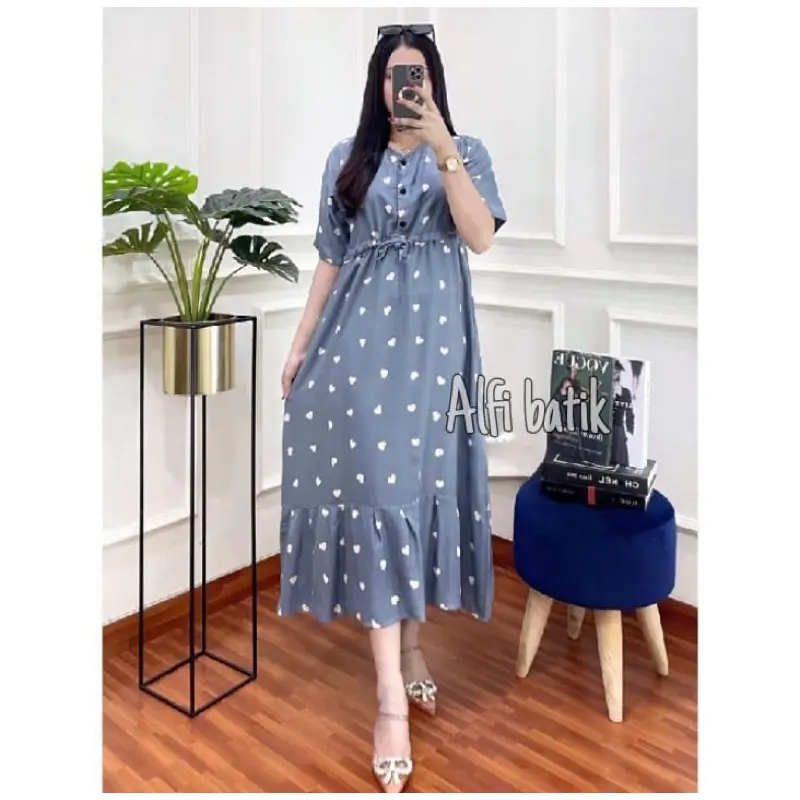 (Grosir Daster) Daster motif Love & motif Bintang ll busui kain rayon grade a terlaris Tebal 3