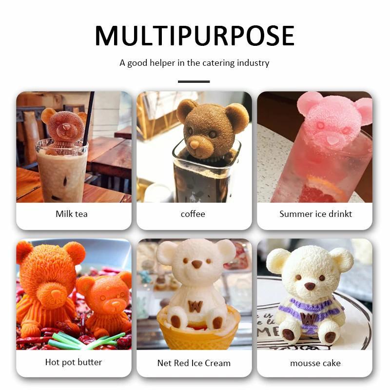 Cetakan Silikon 3D Bentuk Beruang Serbaguna Cetakan Es Batu Little Bear Ice Tray Cetakan Ice Cream Cetakan Jelly Cetakan Cetakan Kue Silicon Kitchenware 4