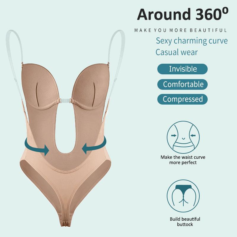 Product Introduction of One-piece bra bodyshaper invisible shoulder halter dress seamless deep V Shapewear Lingerie Lady Compression Women Womenswear Comfort Innerwear 9