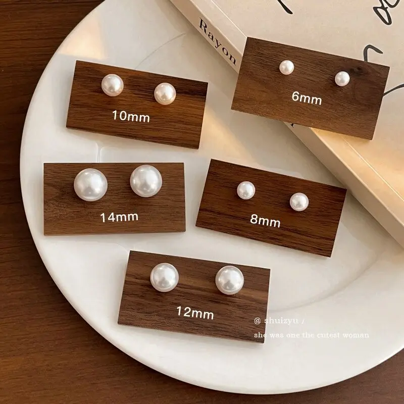 Bông Tai Đinh tán Ngọc Trai Nhân Tạo, Phong Cách Hàn Quốc, Mạ Bạc 925, Bông Tai Ngọc Trai Đơn Giản, Giao Hàng Nhanh, 2024 1