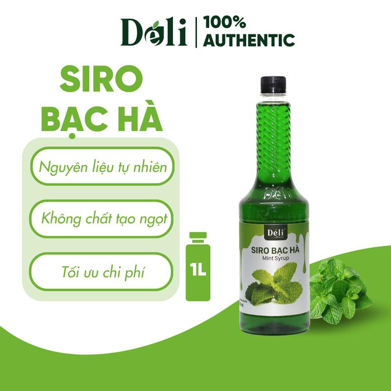 Siro Bạc Hà Déli - 1 lít - đậm đặc, thơm ngon chuyên dùng pha chế trà trái cây, soda 1