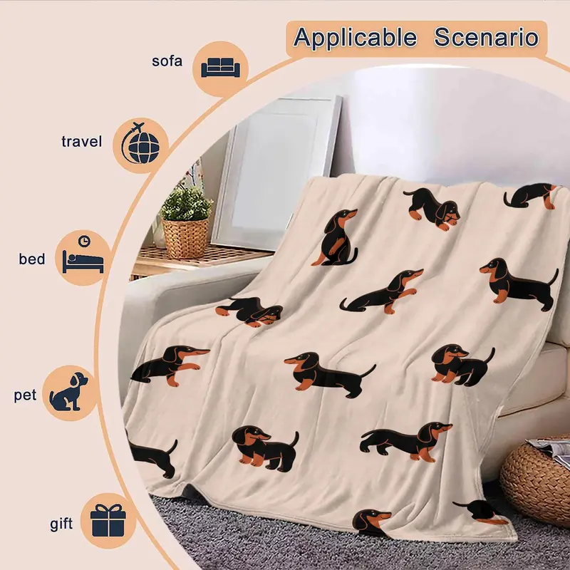 Dog Pattern Blanket, 1 Count Christmas Decor Soft Throw Blanket for All Seasons, Warm Blanket for Bed Couch Sofa Chair, Christmas Gifts, Christmas Decorations 5