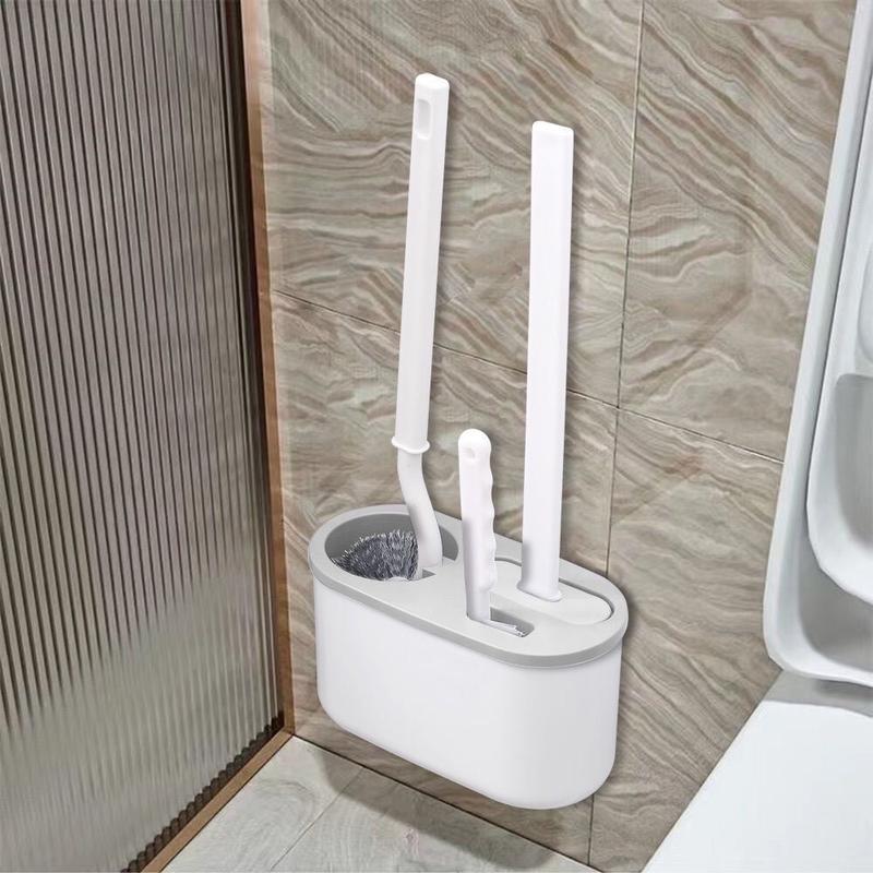 Dụng Cụ Chà Rửa Toilet 3 trong 1 - Bộ 3 Cọ bồn cầu silicon chà toilet nhà vệ sinh