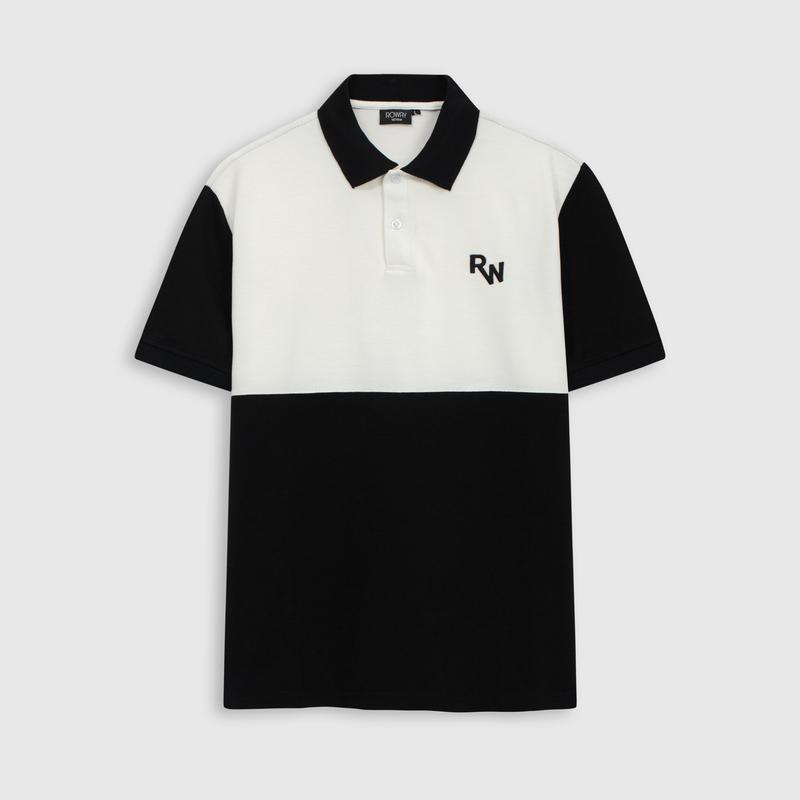 Áo Polo nam ROWAY cotton thoáng mát, thấm hút, form regular, polo phối tay đen