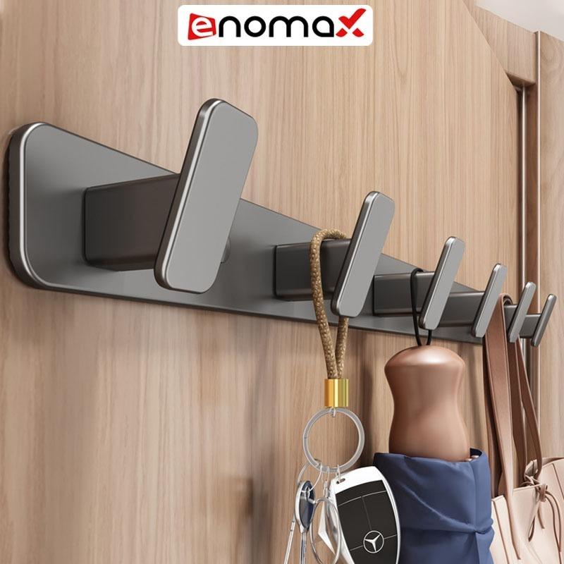 Móc treo quần áo Enomax đa năng dán tường chất liệu nhôm hàng không chống gỉ Chịu lực lên tới 50kg tặng kèm keo dán.