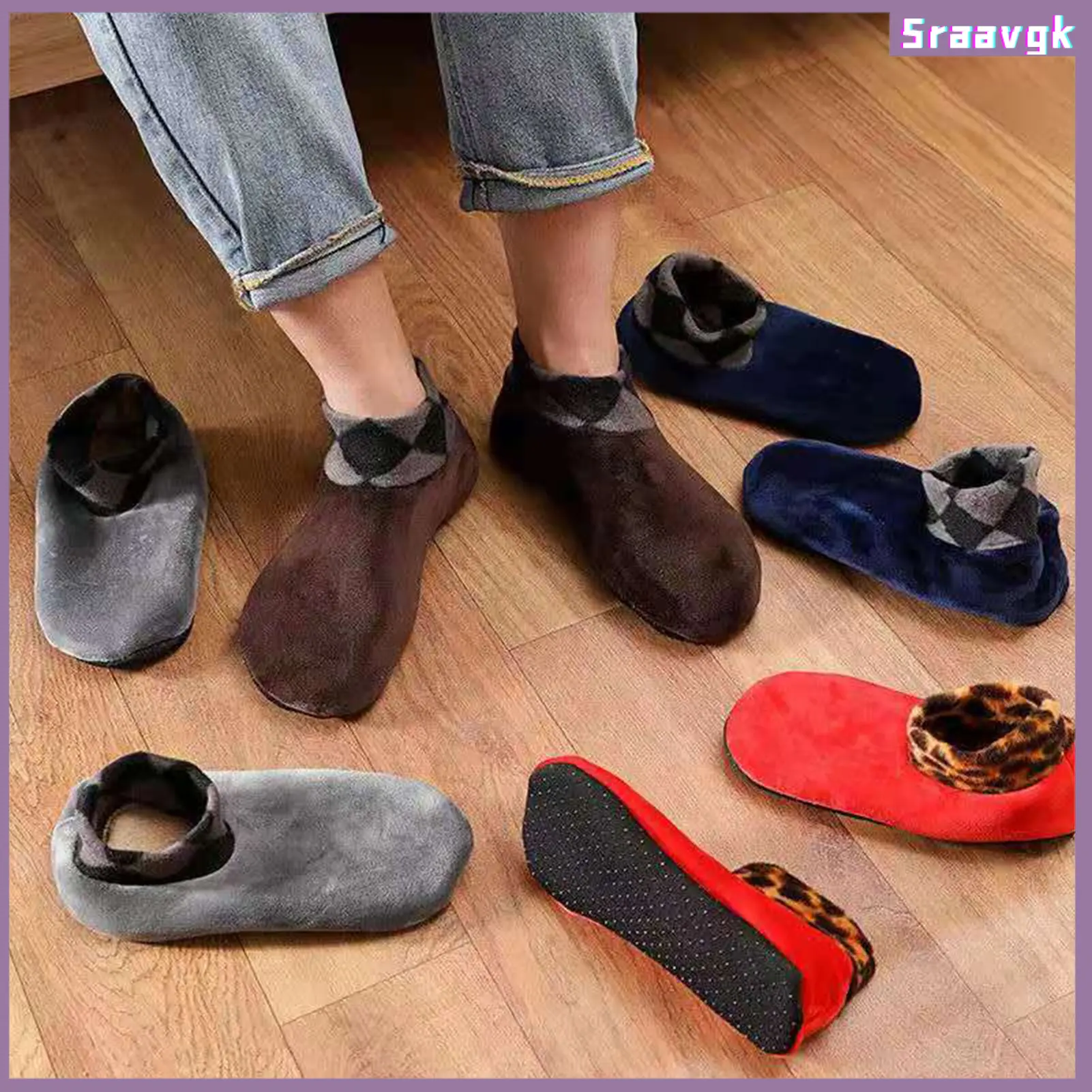 Sraavgk-Tất Ngắn Mùa Đông Cho Nam Và Nữ, Tất Dày Và Ấm Cúng, Ống Ngắn Chống Trượt, Che Chân, Giữ Nhiệt, Mềm Mại, Lông Cừu San Hô, Cho Trong Nhà Và Ngoài Trời