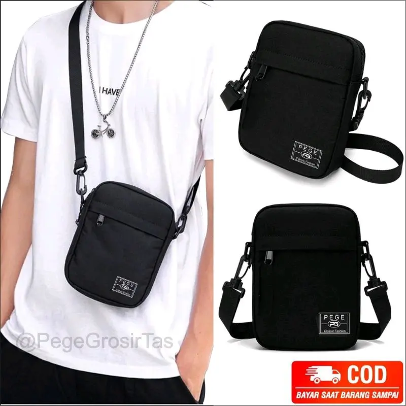 Tas slempang pege pria wanita waitsbag cowok terbaru handbag laki Polos Selempang