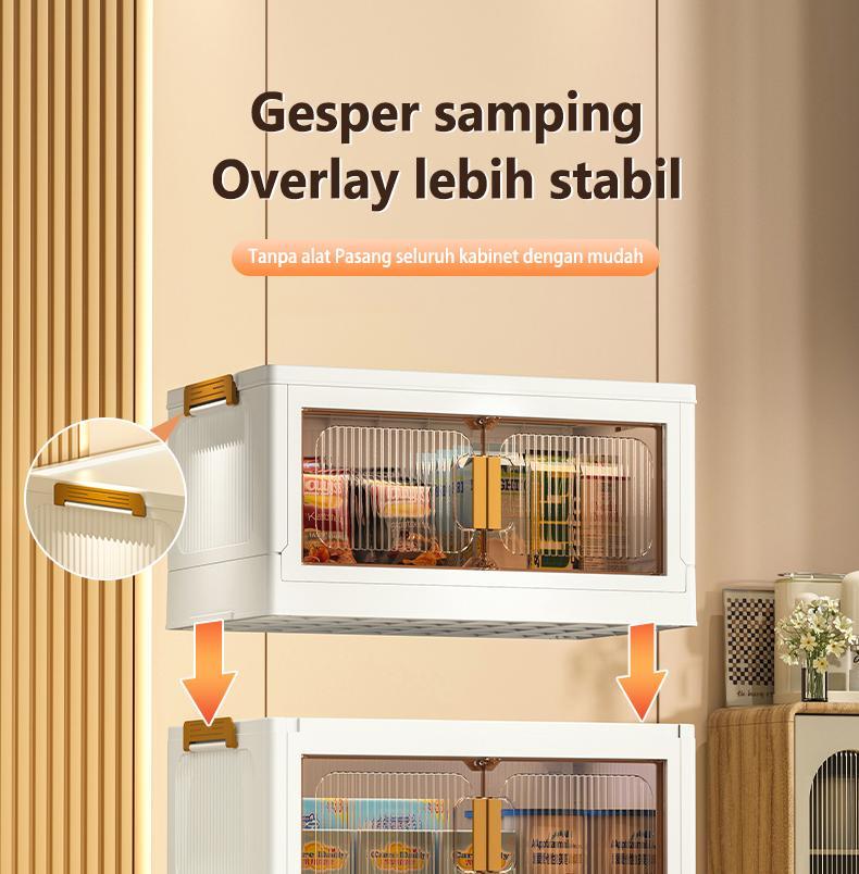 FIXIT Lemari Pakaian Plastik Lipat 50cm*60cm dengan Roda Putar 360° Multifungsi dan Kapasitas Besar untuk Penyimpanan Serbaguna