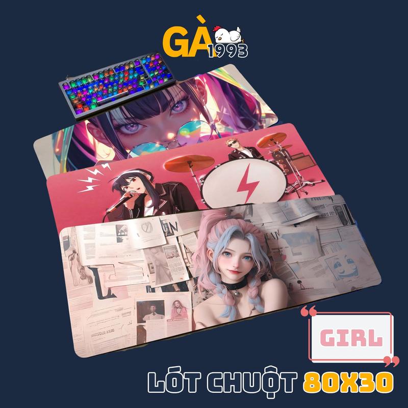 Miếng Lót Chuột 80x30 cm dày 3mm,Lót Chuột Cỡ Lớn theo chủ đề The Girl, được bo viền chỉ chắc chắn, lót bàn phù hợp văn phòng và gaming lotchuot, lót  laptop lotchu  ot anime
