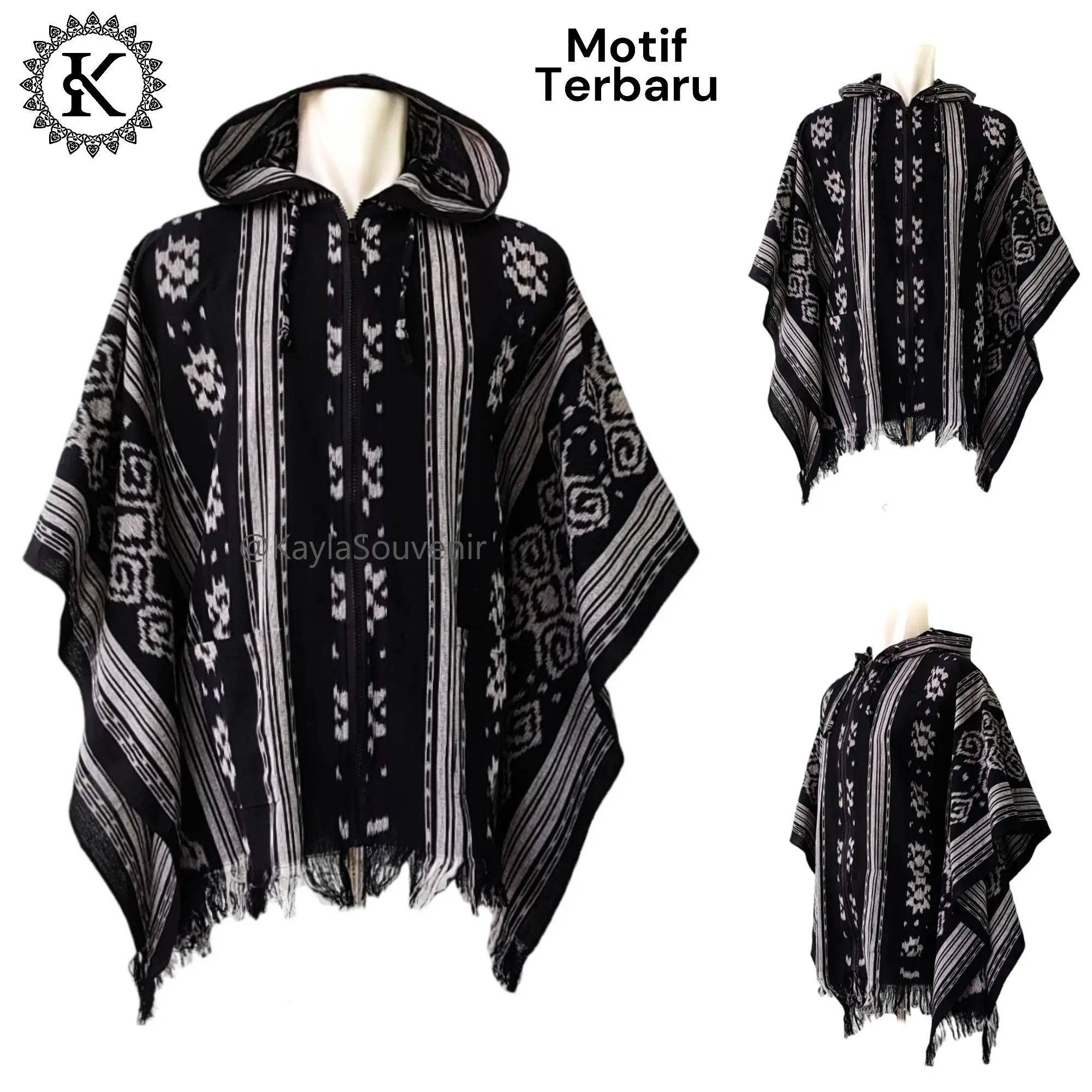 Hoodie Batwing Tenun Resleting / Hoodie Tenun Etnik