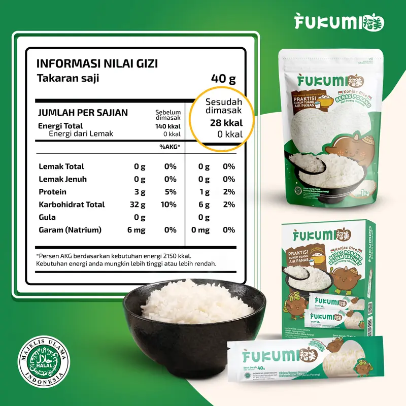 Fukumi Beras Porang Konjac Rice Sachet 1 Box Food Bubur 2