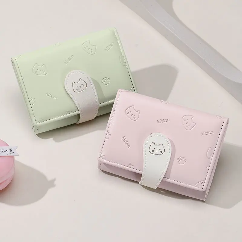 Ví Hello Kitty, Thiết Kế Mèo KT Dễ Thương, Có Thể Gập Lại, ví đựng tiền Xu Ngắn, Phong Cách Hàn Quốc, Thích Hợp Cho Học Sinh, Cỡ Nhỏ, Thời Trang Hoạt Hình, ví đựng tiền Xu, Ví 5